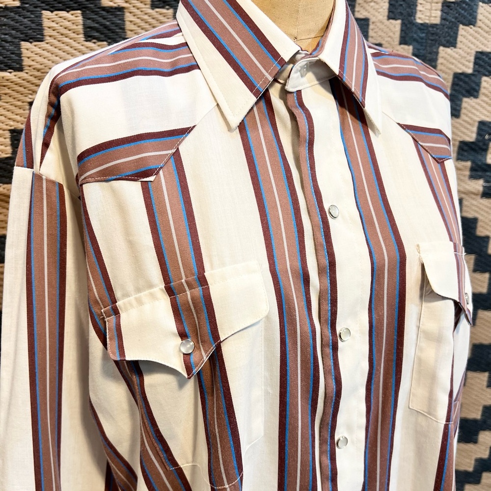 VINTAGE Panhandle Slim western rodeo show shirt stripe snap pearl button 70s 80s - Picture 3 of 11